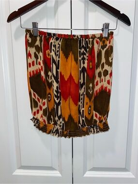 Poetry Multicolor Printed Tube Top in Red, Orange, Brown